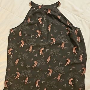 Tiger Print, Black, Torrid Dress Shirt 00